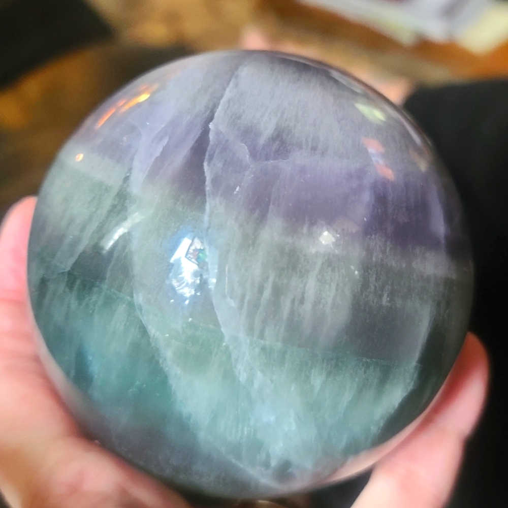 Beautiful rainbow Fluorite sphere #1 more than 8" diameter! - Picture 1 of 11